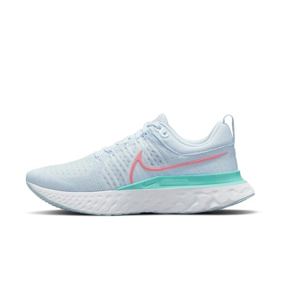 Nike Women's React Infinity Run Flyknit 2 Blue Tint Lava Glow Size 8.5 - Picture 3 of 16